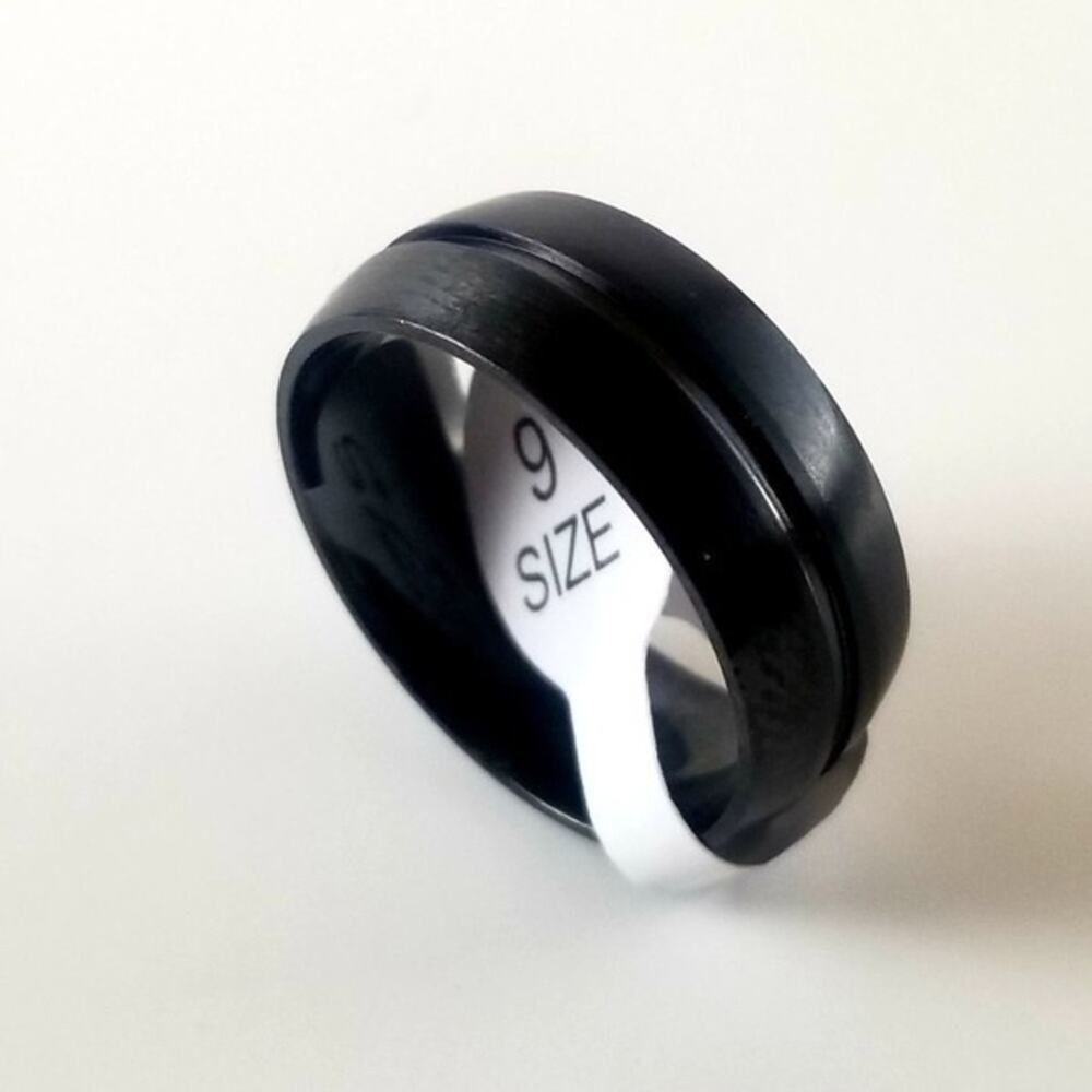 Black stainless steel ring size 9
